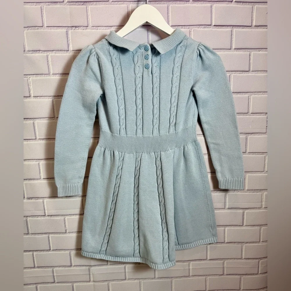 Gymboree Light Blue Cable Knit Sweater Dress Girls Size 10